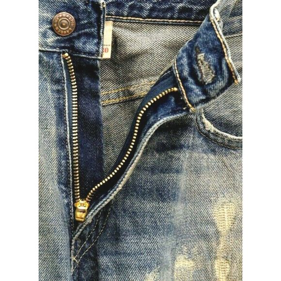 RRL - Ralph Lauren Double RL Vintage Low Straight Burrows wash repaired jeans - Picture 14 of 15